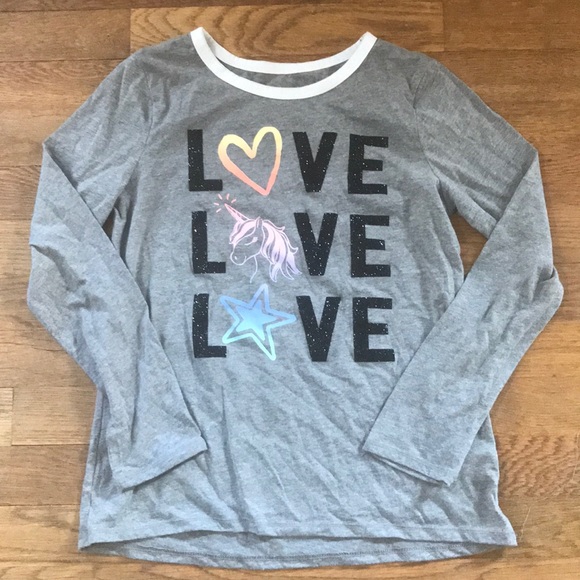Justice Girls love unicorn long sleeve shirt - Picture 1 of 4